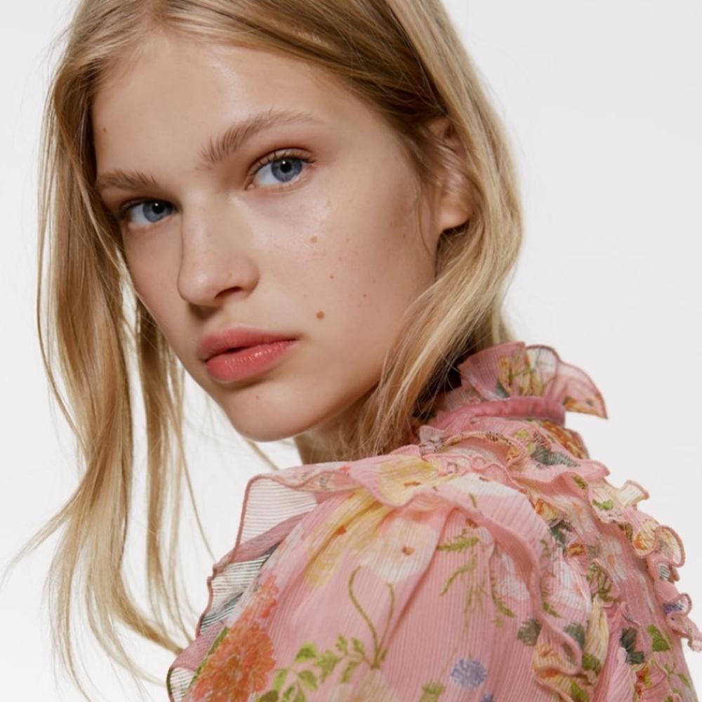 🌞NWT ZARA Pink Floral Long Sleeve - Picture 5 of 6